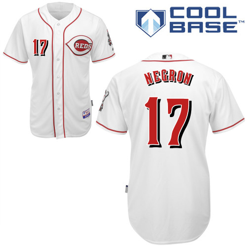 Kristopher Negron #17 MLB Jersey-Cincinnati Reds Men's Authentic Home White Cool Base Baseball Jersey